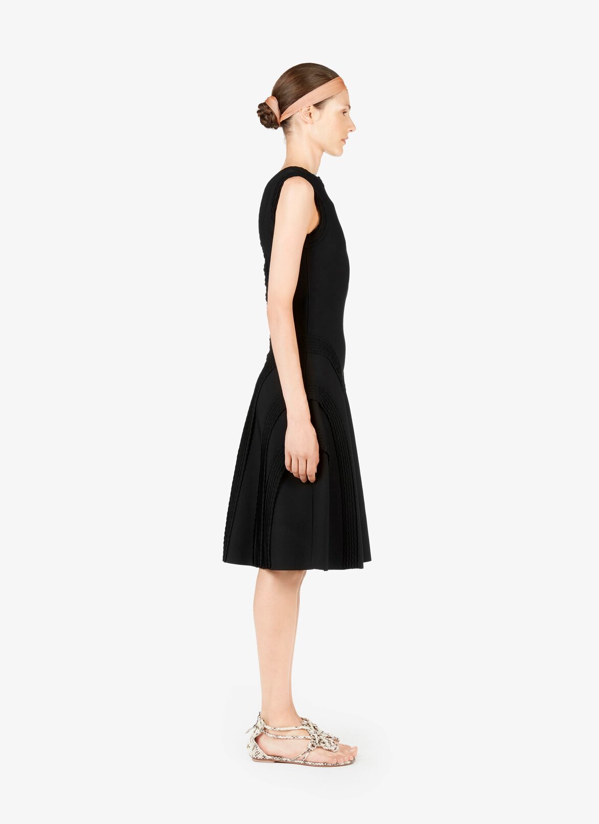 Piped Sleeveless Dress  ALAÏA BLACK PIPED SLEEVELESS DRESS